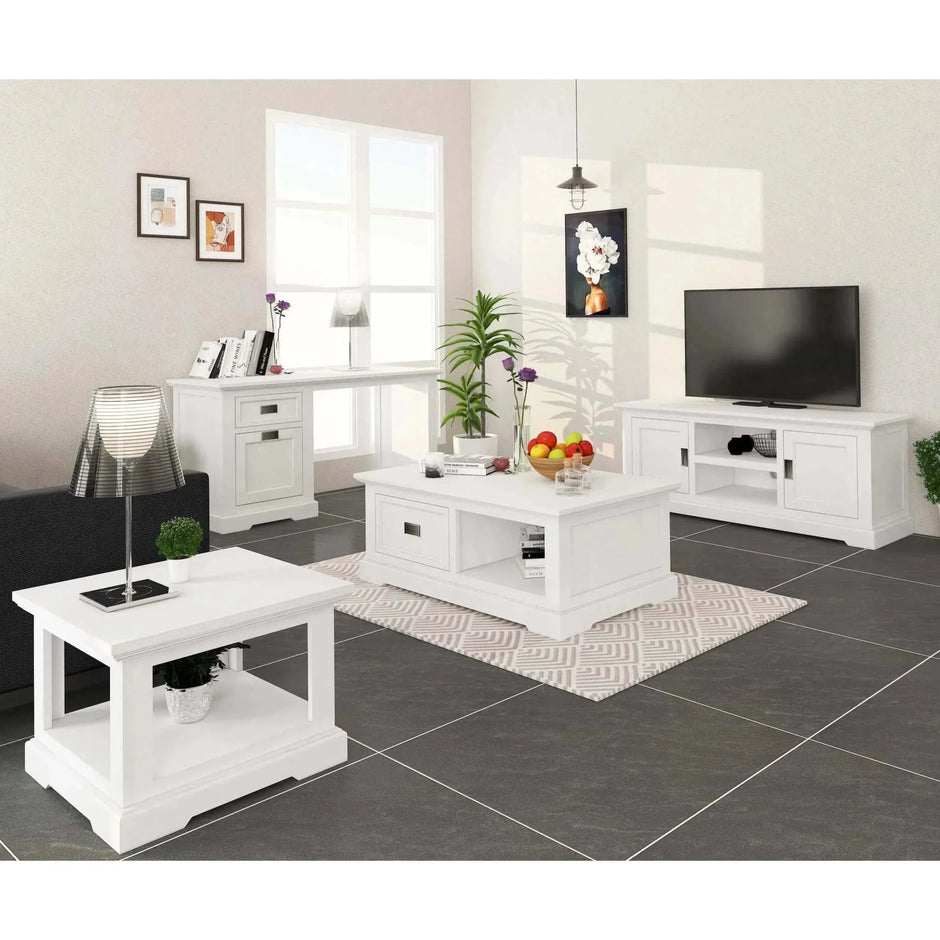 white media console