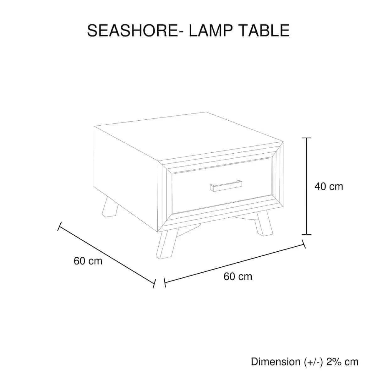 Solid Wood Lamp Table with Drawer in Silver Brush Colour