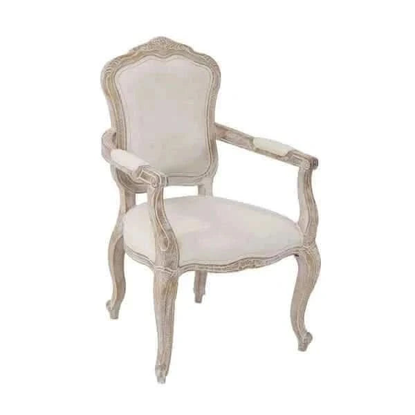 Large Size Oak Wood White Washed Finish Arm Chair Dining Set