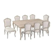 Large Size Oak Wood White Washed Finish Dining Set