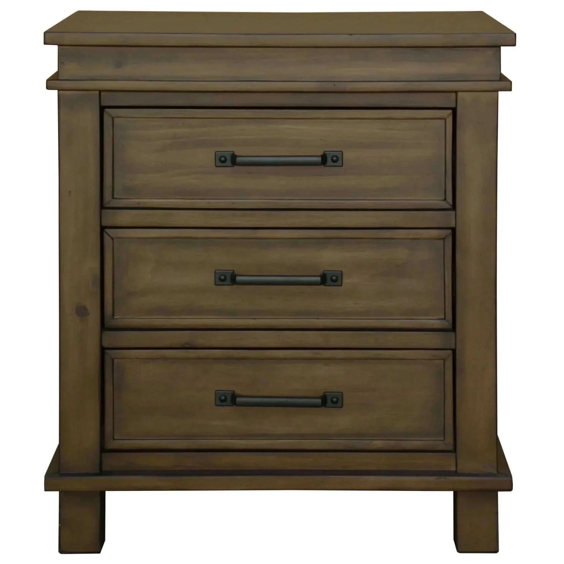 Lily Bedside Tables 3 Drawers Storage Cabinet End Table - Rustic Grey