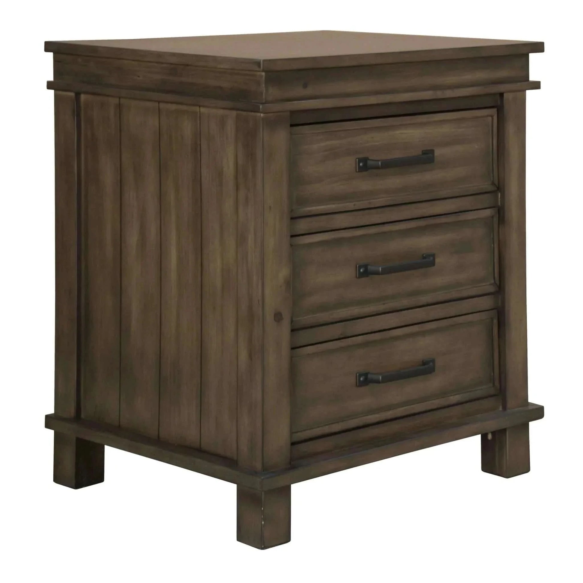 Lily Bedside Tables 3 Drawers Storage Cabinet End Table - Rustic Grey