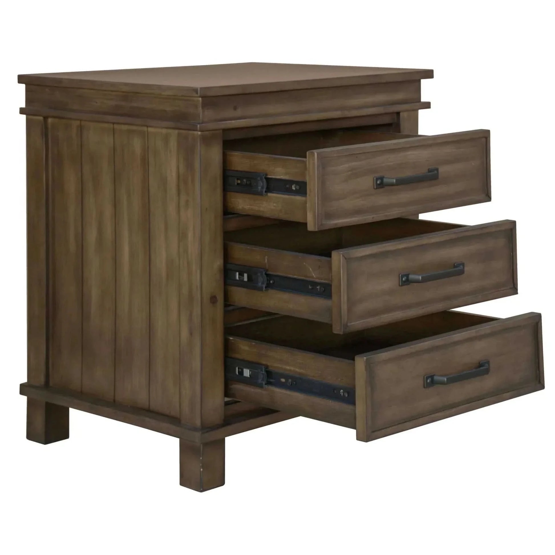 Lily Bedside Tables 3 Drawers Storage Cabinet End Table - Rustic Grey