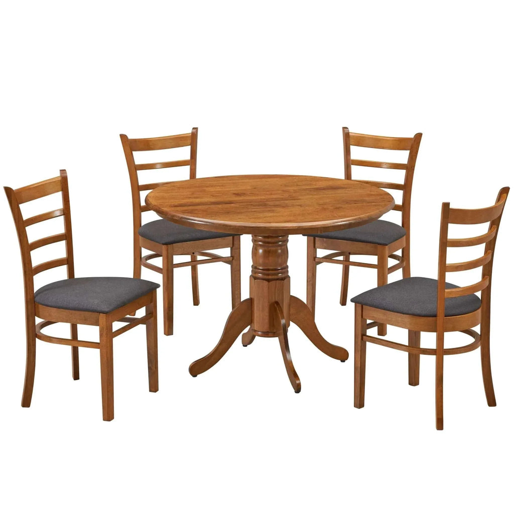 round dining table set walnut -Upinteriors