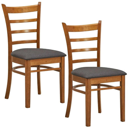 Linaria Dining Chair Set of 2 Crossback Solid Rubber Wood Fabric Seat 