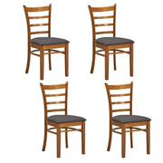 Linaria Dining Chair Set of 4 Crossback Solid Rubber Wood Fabric Seat 