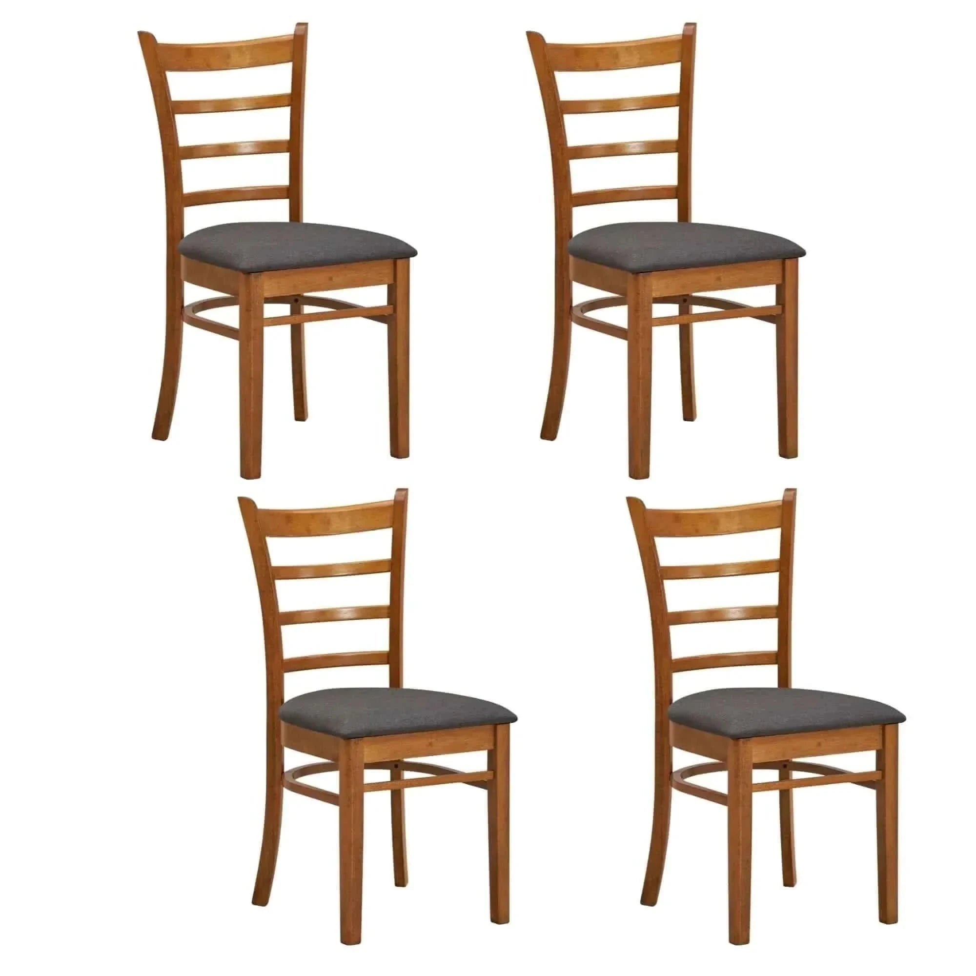 Linaria Dining Chair Set of 4 Crossback Solid Rubber Wood Fabric Seat 