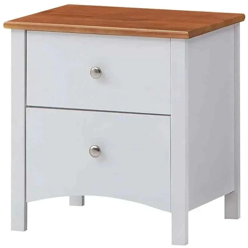 Lobelia Bedside Nightstand 2 Drawers Storage Cabinet - White