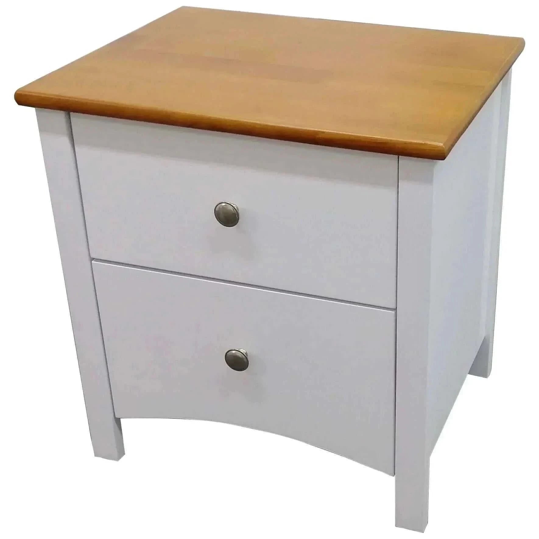 Lobelia Bedside Nightstand 2 Drawers Storage Cabinet - White