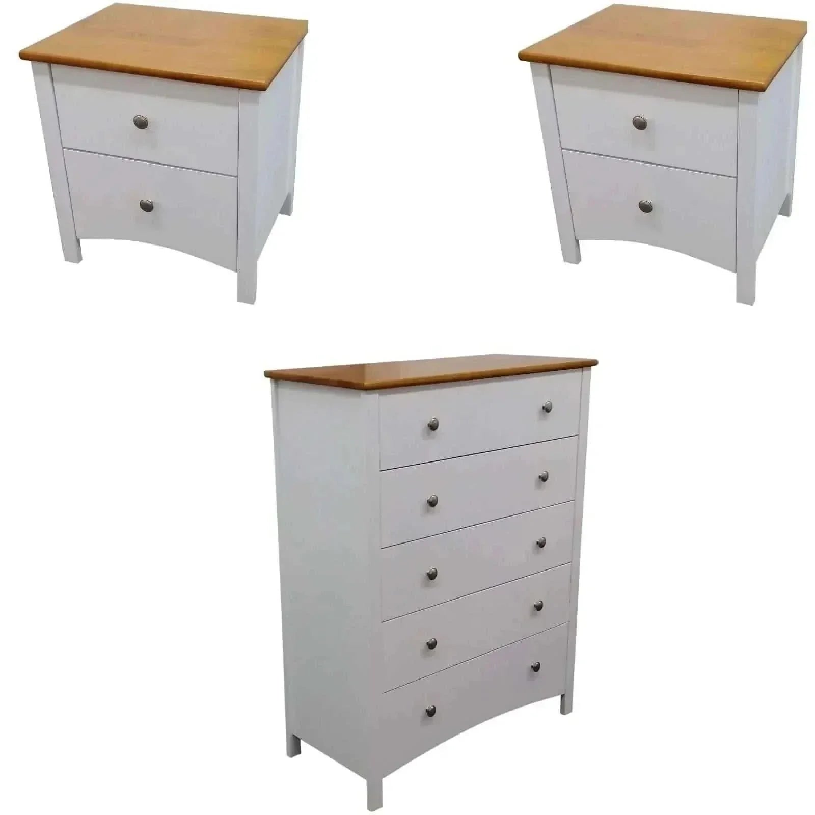 Lobelia Tallboy and Bedside Set Storage Cabinets - White