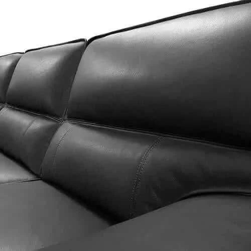 Modular Lounge 7 Seater Leather Corner Sofa in Black with Chaise