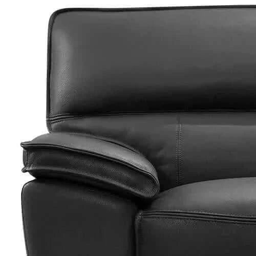 Modular Lounge 7 Seater Leather Corner Sofa in Black with Chaise