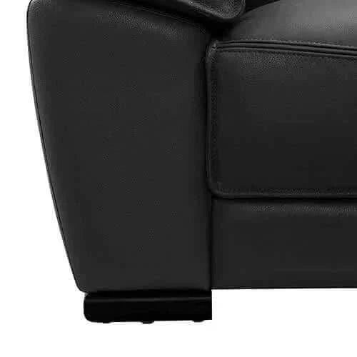 Modular Lounge 7 Seater Leather Corner Sofa in Black with Chaise