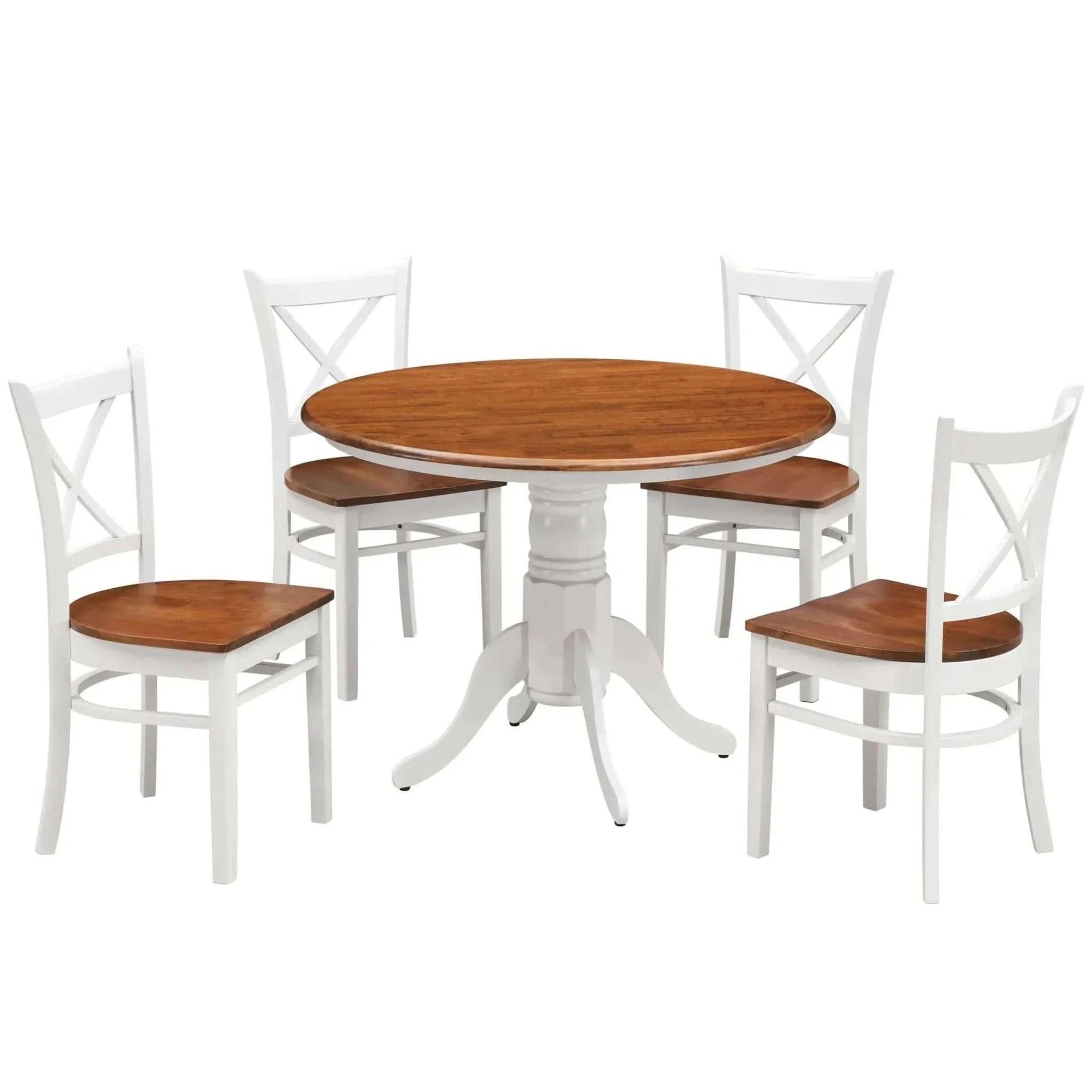 Lupin 5pc Dining Set 106cm Round Pedestral Table 4 Rubber Wood Chair -