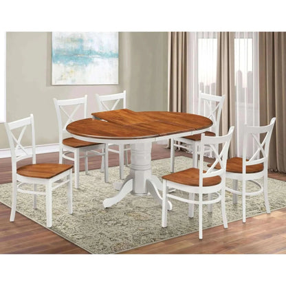 Lupin 7pc Dining Set 150cm Extendable Pedestal Table 4 Timber Chair - 