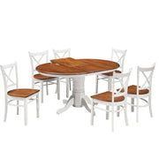 Lupin 7pc Dining Set 150cm Extendable Pedestal Table 4 Timber Chair - 