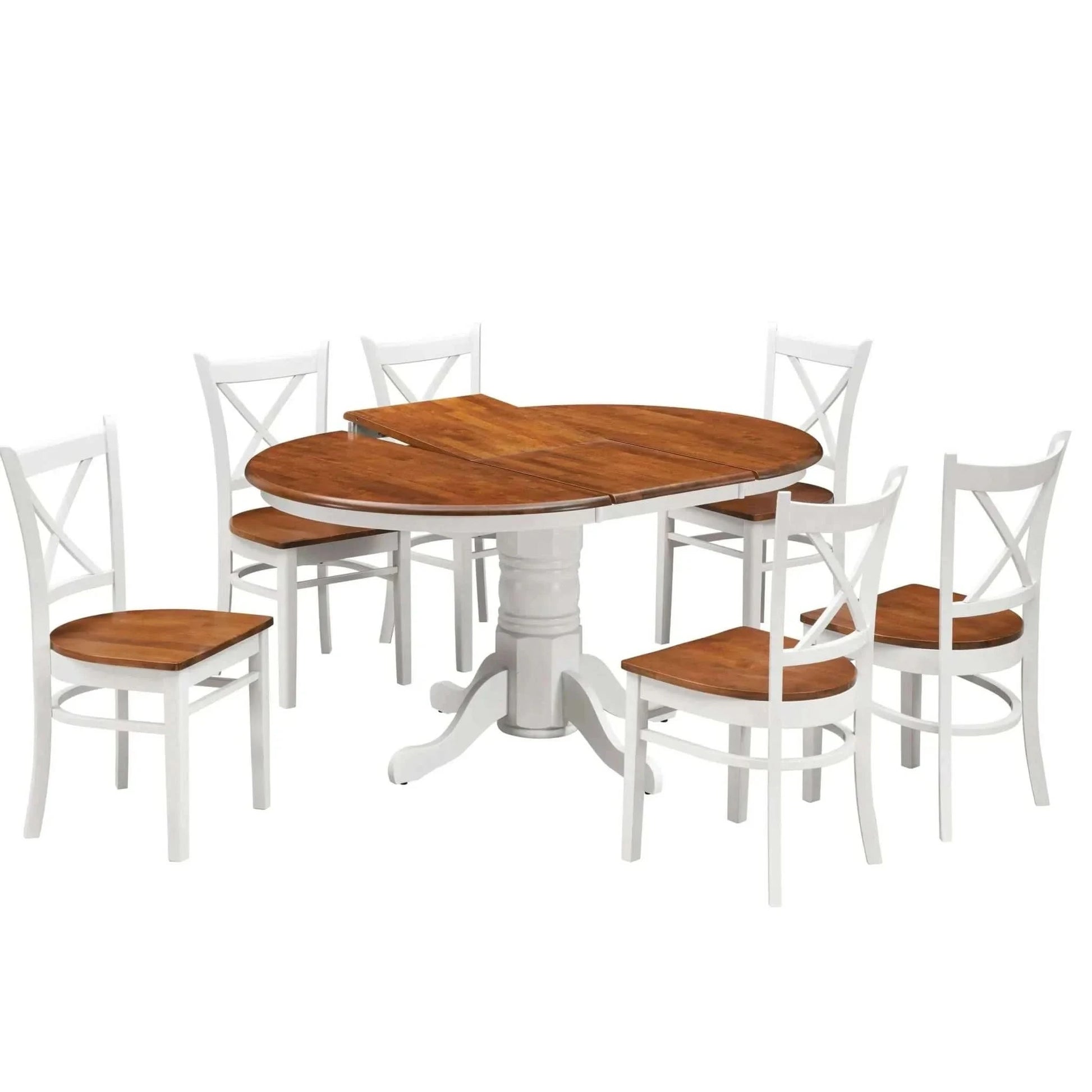 Lupin 7pc Dining Set 150cm Extendable Pedestal Table 4 Timber Chair - 