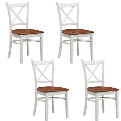 Lupin Dining Chair Set of 4 Cross Back Solid Rubber Wood - White Oak