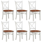 Lupin Dining Chair Set of 6 Cross Back Solid Rubber Wood - White Oak