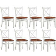 Lupin Dining Chair Set of 8 Cross Back Solid Rubber Wood - White Oak