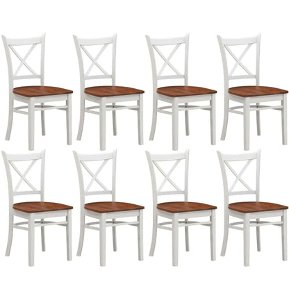 Lupin Dining Chair Set of 8 Cross Back Solid Rubber Wood - White Oak