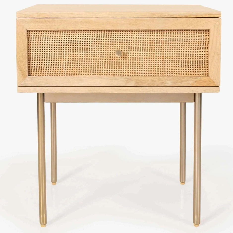 Rattan bedside table with drawer 