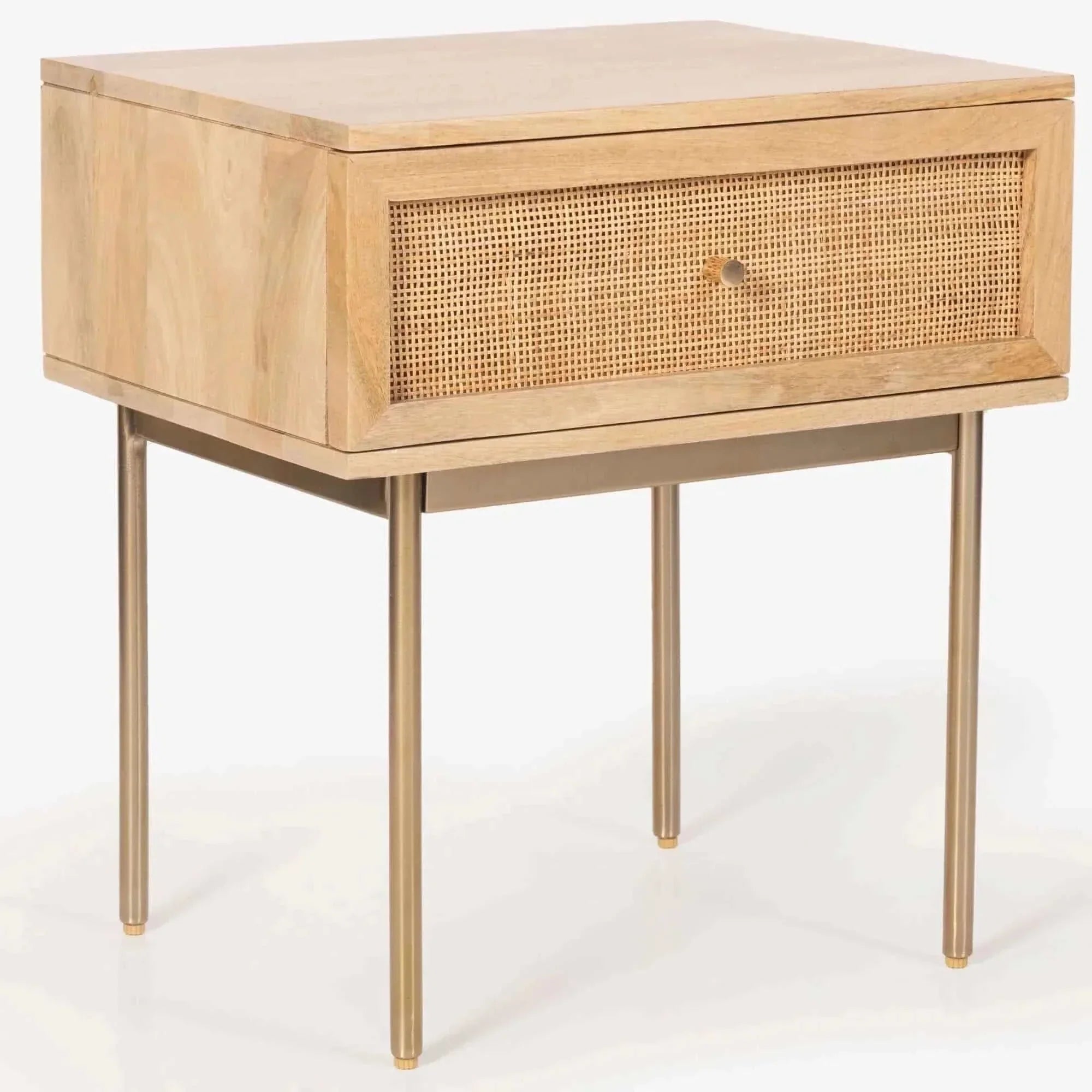 Rattan bedside table with drawer 