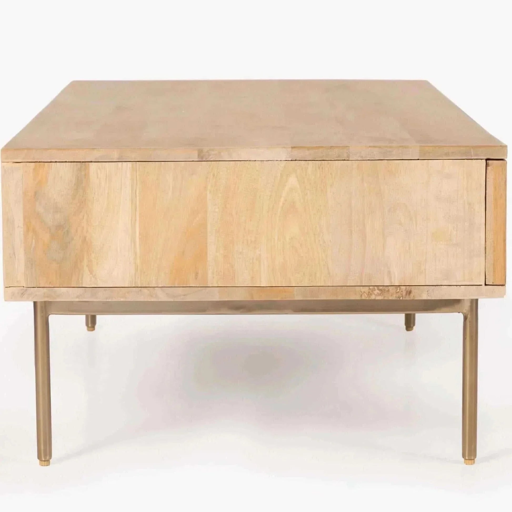 Martina 115cm Solid Mango Wood Coffee Table Rattan Furniture