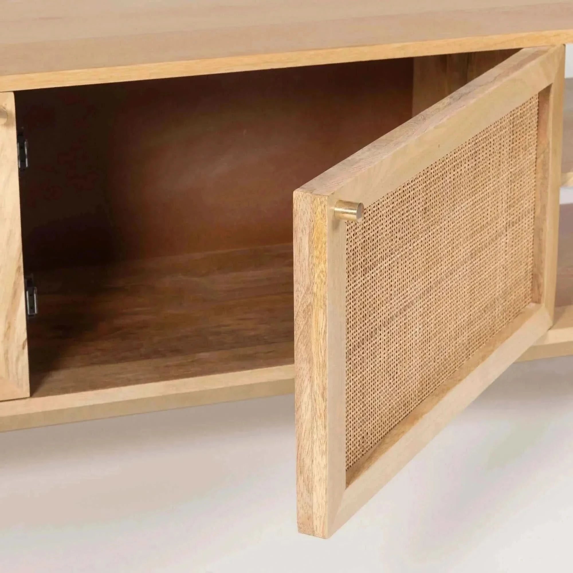 Martina ETU Entertainment TV Unit 175cm Solid Mango Wood Rattan Furnit