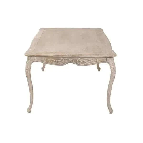 Medium Size Oak Wood White Washed Finish Dining Table and Chairs