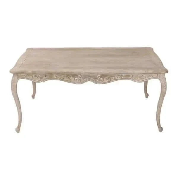 Medium Size Oak Wood White Washed Finish Dining Table and Chairs