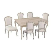 Medium Size Oak Wood White Washed Finish Dining Table and Chairs