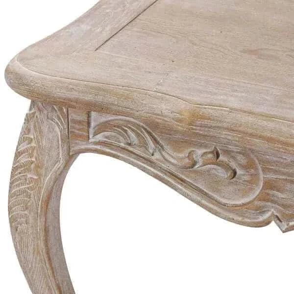 Medium Size Oak Wood White Washed Finish Dining Table and Chairs