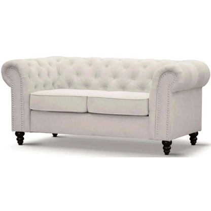 Mellowly 2 Seater Sofa Fabric Upholstered Chesterfield Couch - Beige