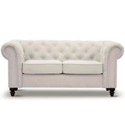 Mellowly 2 Seater Sofa Fabric Upholstered Chesterfield Couch - Beige