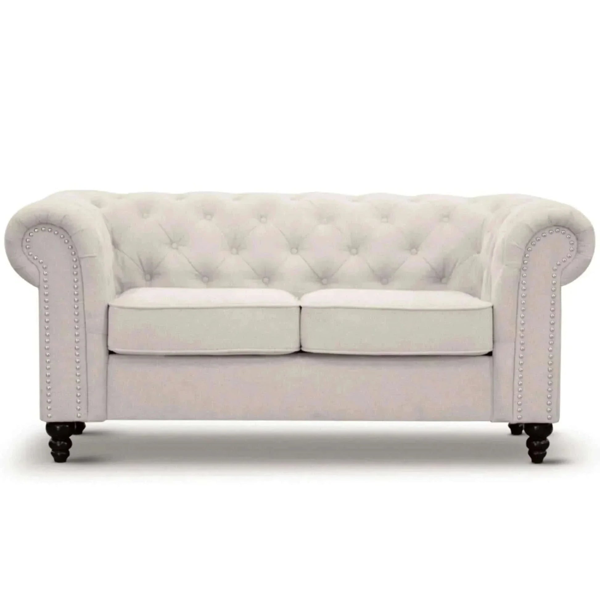 Mellowly 2 Seater Sofa Fabric Upholstered Chesterfield Couch - Beige