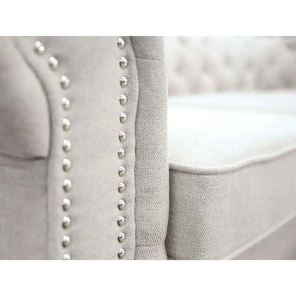 Mellowly 2 Seater Sofa Fabric Upholstered Chesterfield Couch - Beige