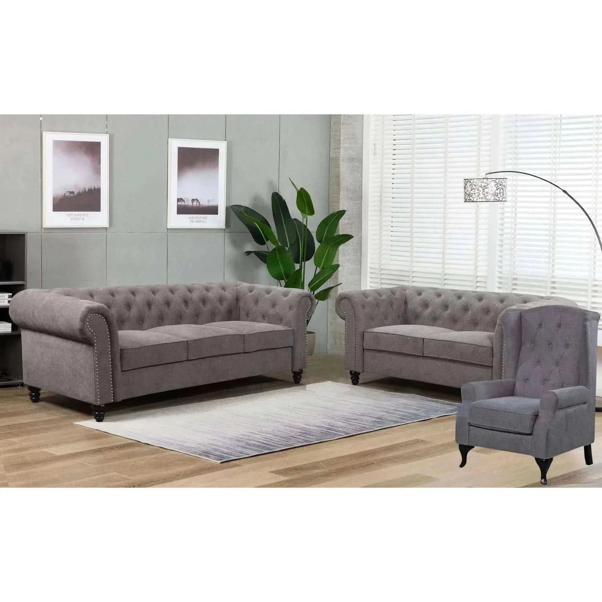 Mellowly 2 Seater Sofa Fabric Uplholstered Chesterfield Lounge Couch -