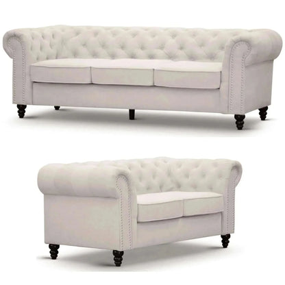 Mellowly 3 + 2 Seater Sofa Fabric Upholstered Chesterfield Lounge Couc