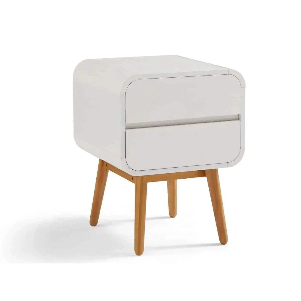 Merlin White Modern Retro Night Stand