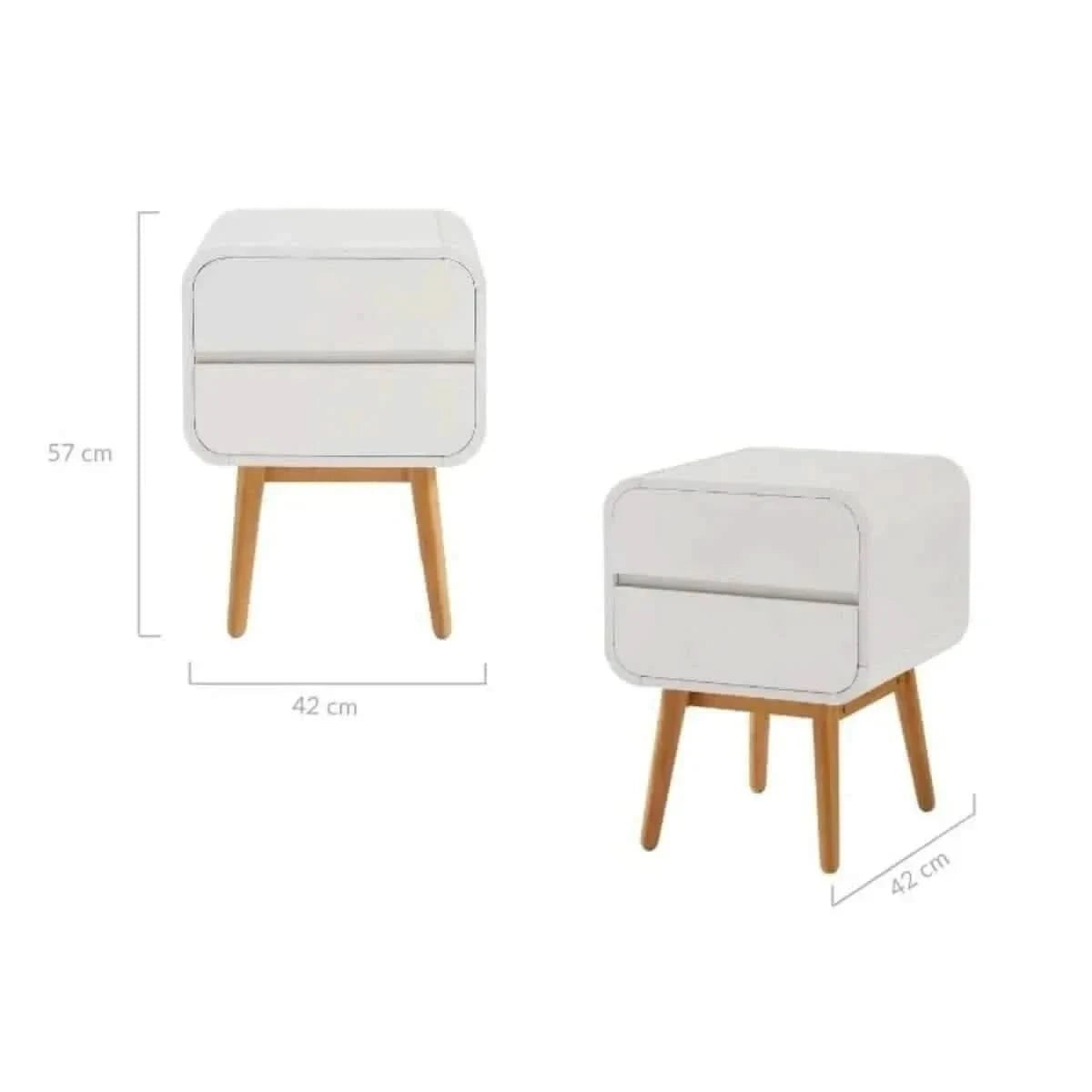 Merlin White Modern Retro Night Stand