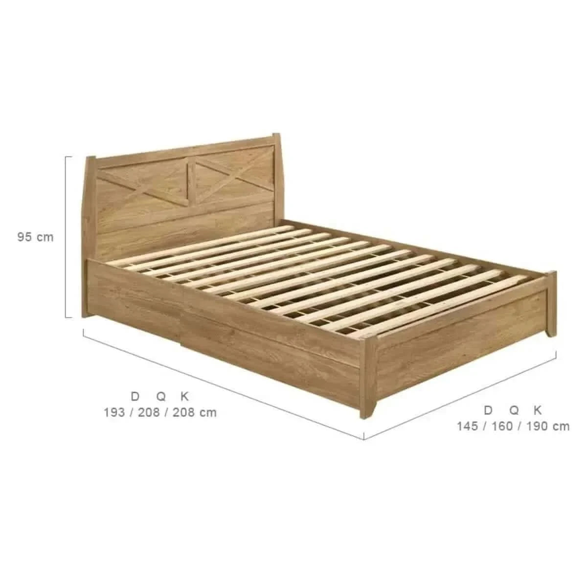 Mica Natural Wooden Bed Frame King With Storage Drawers