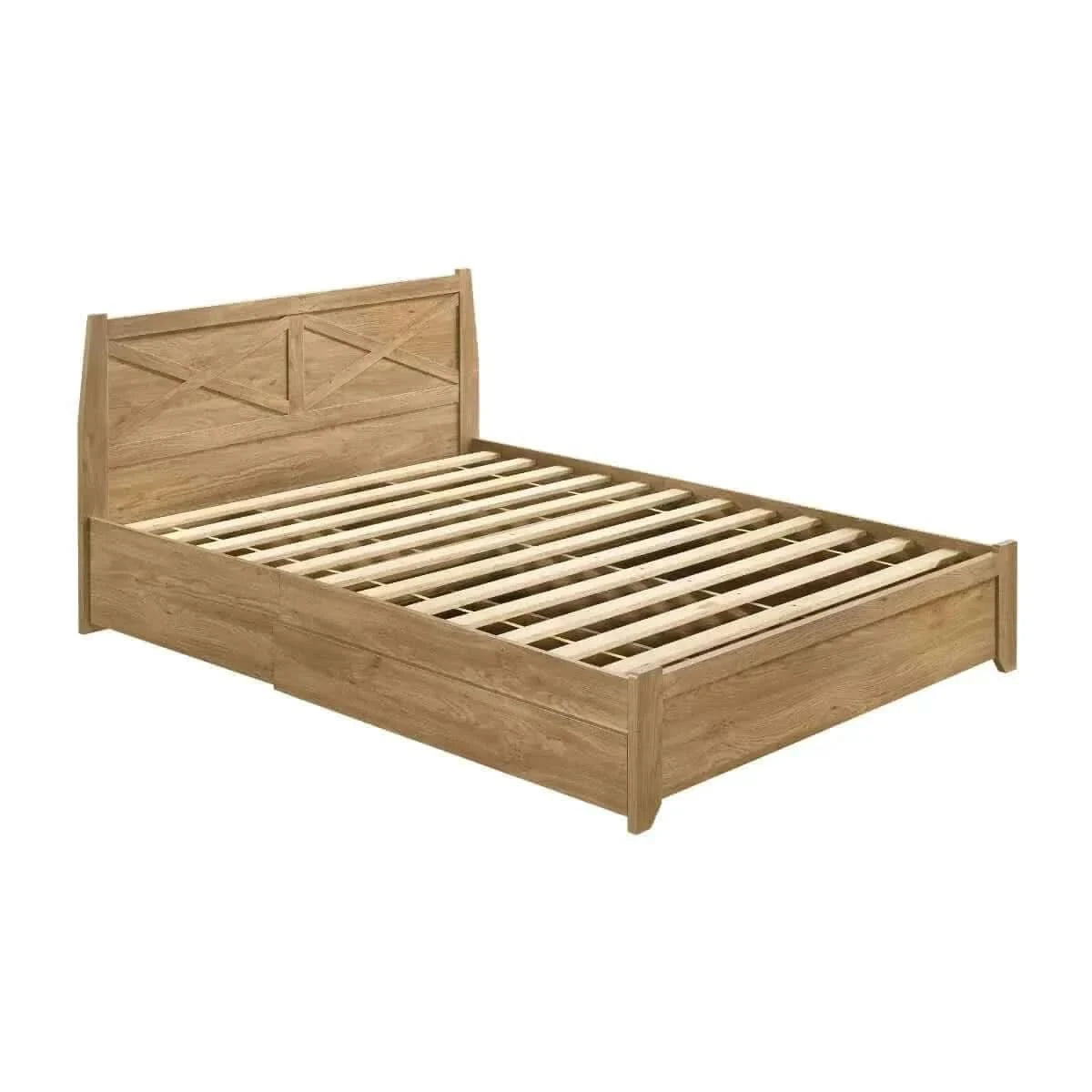 Mica Natural Wooden Bed Frame King With Storage Drawers