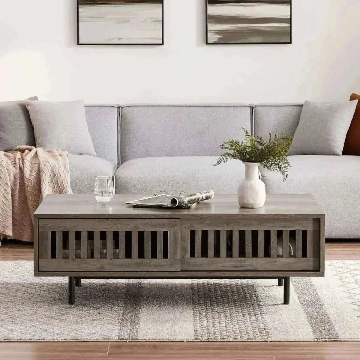 Nathan Mid-century Modern Coffee Table with Storage