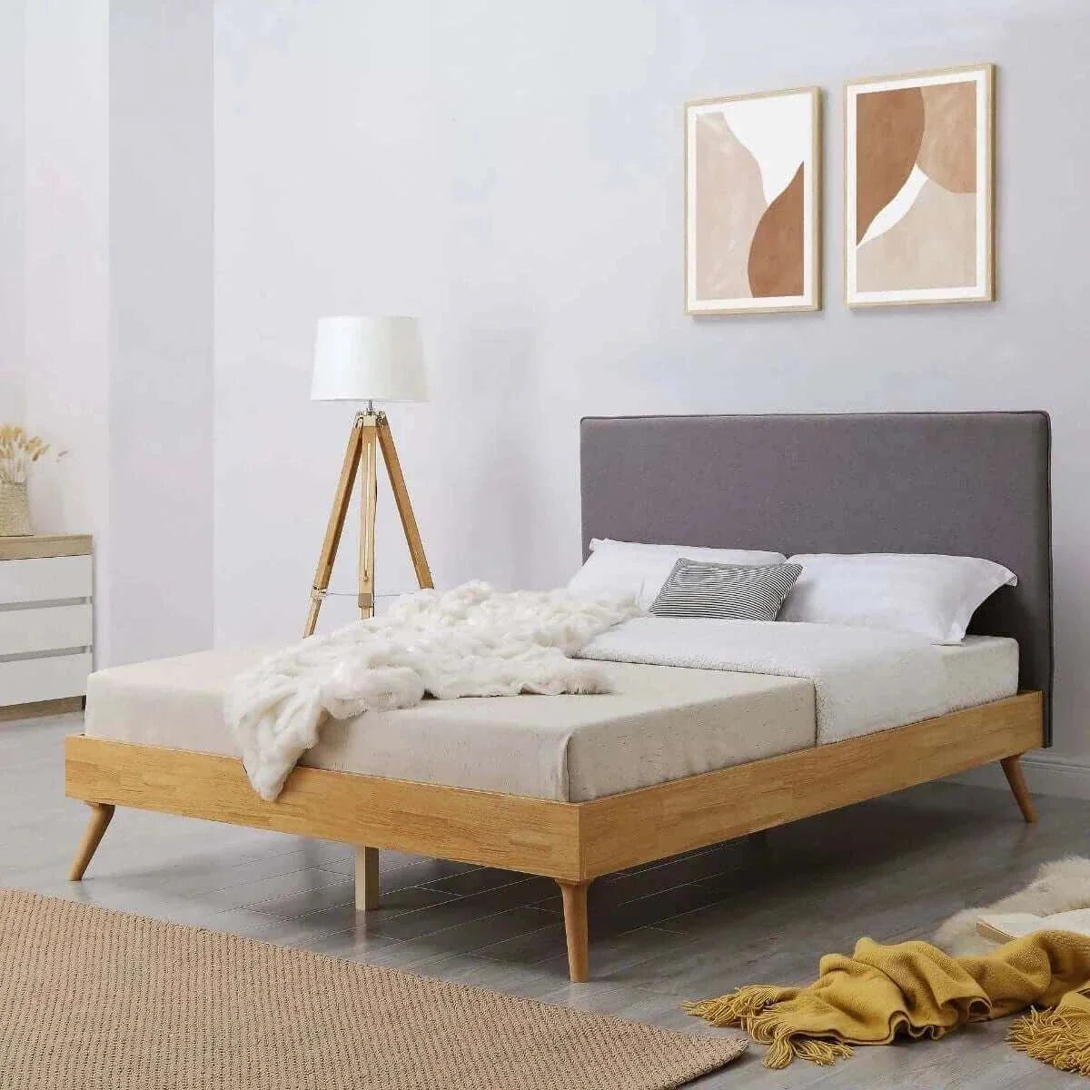 Bed Frame Double with fabric headboard