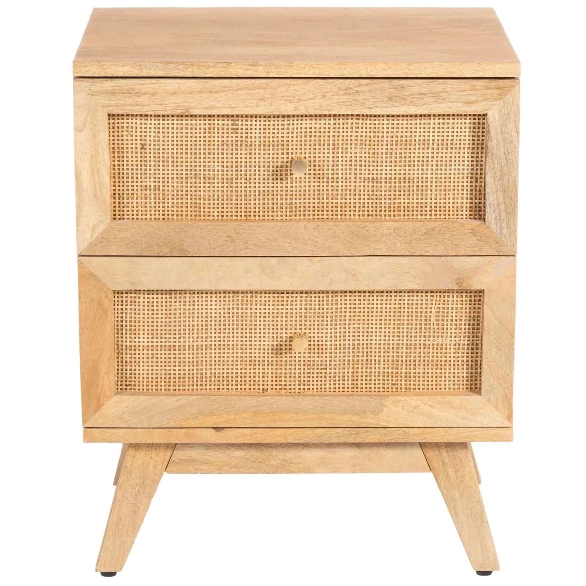 2 drawer rattan bedside table