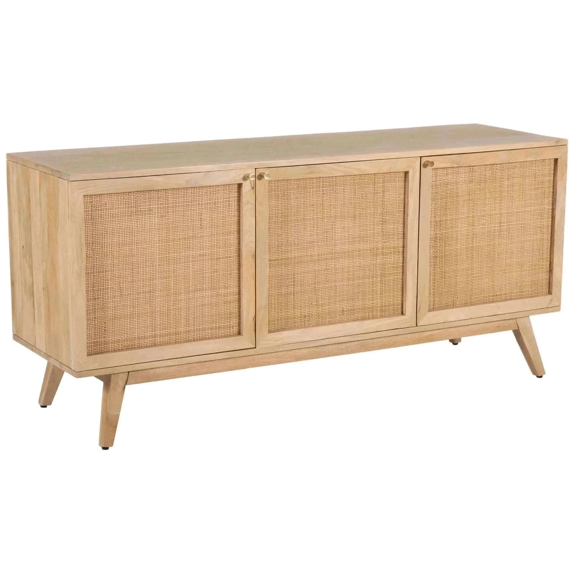 Olearia Buffet Table 150cm 3 Door Solid Mango Wood Storage Cabinet Nat