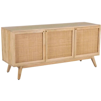 Olearia Buffet Table 150cm 3 Door Solid Mango Wood Storage Cabinet Nat