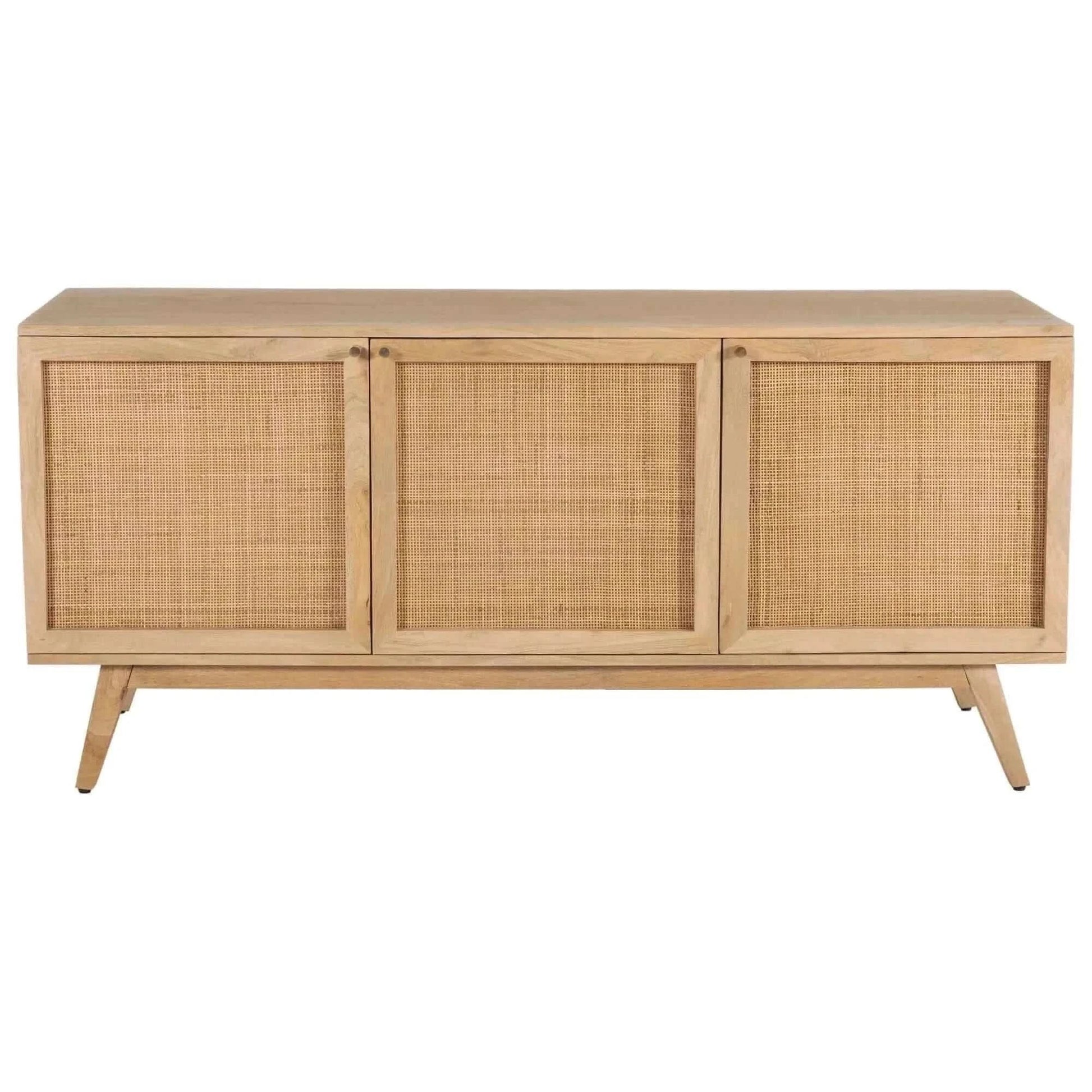 Olearia Buffet Table 150cm 3 Door Solid Mango Wood Storage Cabinet Nat