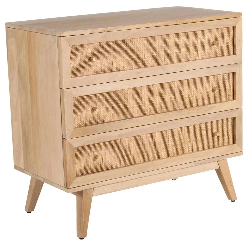 3 Drawer Mango Wood Rattan Natural-Upinteriors